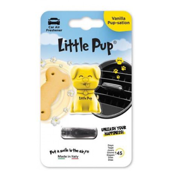 Autóillatosító, szellőzőrácsra, LITTLE PUP "Vanilla Pup-sation", sárga