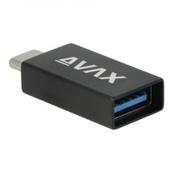 Adapter, USB-A anya/USB-C apa, AVAX "AD602 Connect+", fekete Adapter, USB-A anya/USB-C apa, AVAX "AD602 Connect+", fekete