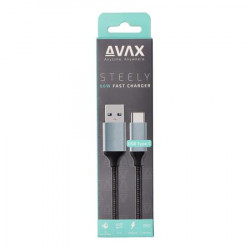 Töltőkábel, USB-A - USB-C, 1,5 m, AVAX "CB301G", acélszürke