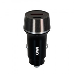 Autós töltő, USB-C, USB-A, AVAX "CC340B", fekete