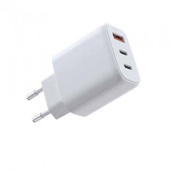 Hálózati töltő, 2xUSB-C PD 3.0, USB-A, 65W, GaN, AVAX "CH361 Speedy", fehér Hálózati töltő, 2xUSB-C PD 3.0, USB-A, 65W, GaN, AVAX "CH361 Speedy", fehér