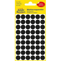 Etikett, 12 mm, kör, AVERY ZWECKFORM, fekete, 270 etikett/csomag