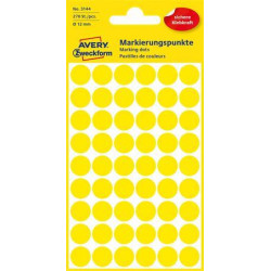 Etikett, 12 mm, kör, AVERY ZWECKFORM, sárga, 270 etikett/csomag