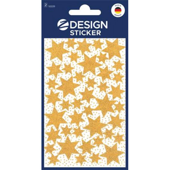 Ablakmatrica,  2 ív, 76x120 mm, AVERY ZWECKFORM, "Z-Desing No.52225", arany csillagok