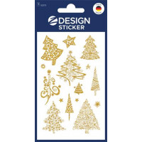 Matrica, papír, 1 ív, 76x120 mm, AVERY ZWECKFORM, "Z-Desing No.52273", arany fenyőfák