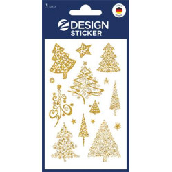 Matrica, papír, 1 ív, 76x120 mm, AVERY ZWECKFORM, "Z-Desing No.52273", arany fenyőfák