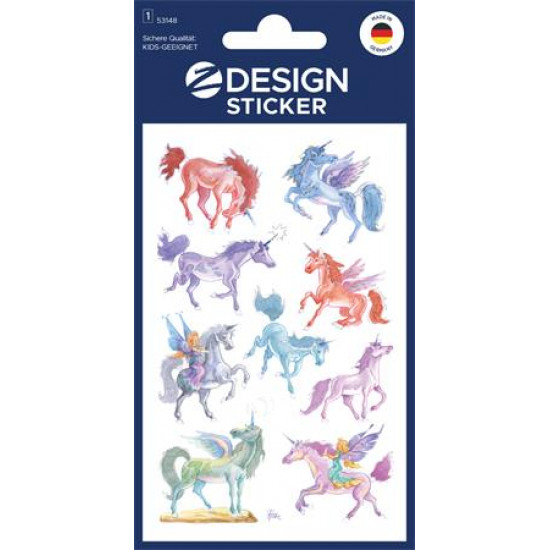 Matrica, papír, 2 ív, 76x120 mm, AVERY ZWECKFORM, "Z-Desing No.53148", unikornisok