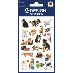 Matrica, papír, 3 ív, 76x120 mm, AVERY ZWECKFORM, "Z-Desing No.53487", macska és kutya