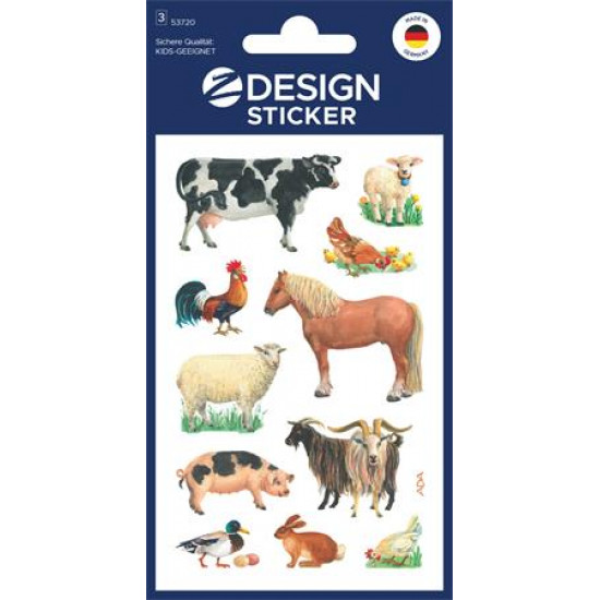 Matrica, papír, 3 ív, 76x120 mm, AVERY ZWECKFORM, "Z-Desing No.53720", háziállatok