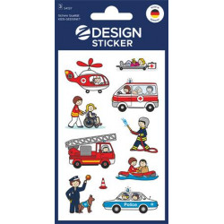 Matrica, papír,  3 ív, 76x120 mm, AVERY ZWECKFORM, "Z-Desing No.54137", mentősök, rendőrök, tűzoltók