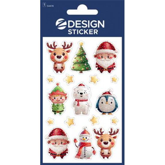 Matrica, 1 ív, 76x120 mm, AVERY ZWECKFORM, "Z-Design No.54478", karácsonyi figurák Matrica, 1 ív, 76x120 mm, AVERY ZWECKFORM, "Z-Design No.54478", karácsonyi figurák