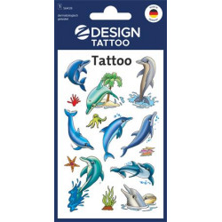 Matrica, tetoválás, 1 ív, 76x120 mm, AVERY ZWECKFORM, "Z-Desing No.56439", delfinek tengeri csillagokkal