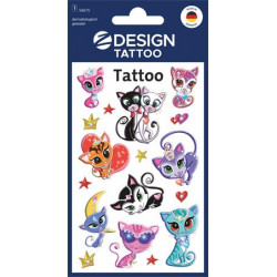 Matrica, tetoválás, 1 ív, 76x120 mm, AVERY ZWECKFORM, "Z-Desing No.56675", cicák