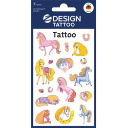 Matrica, tetoválás, 1 ív, 76x120 mm, AVERY ZWECKFORM, "Z-Desing No.56681", csillámos lovak