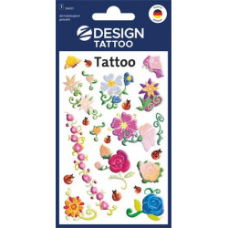 Matrica, tetoválás, 1 ív, 76x120 mm, AVERY ZWECKFORM, "Z-Desing No.56691", színes virágok