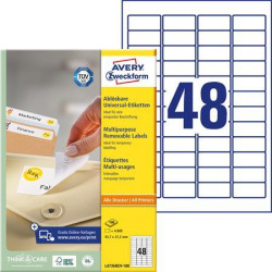 Etikett, univerzális, eltávolítható, 45,7x21,2 mm, AVERY ZWECKFORM, 4800 etikett/csomag Etikett, univerzális, eltávolítható, 45,7x21,2 mm, AVERY ZWECKFORM, 4800 etikett/csomag