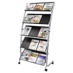 Katalógustartó, mobil, 5 rekeszes, ALBA, szürke/fekete