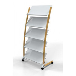 Katalógustartó, mobil, 5x3 rekeszes, ALBA, fa/fehér Katalógustartó, mobil, 5x3 rekeszes, ALBA, fa/fehér