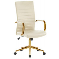 Irodai forgószék, textilbőr borítás, krómozott arany lábkereszt, "Golden 6", bézs