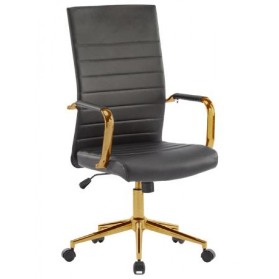 Irodai forgószék, textilbőr borítás, krómozott arany lábkereszt, "Golden 6", fekete