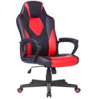 Irodai forgószék, mesh-textilbőr borítás, fekete lábkereszt, párnázott karfa, "Newdale", fekete-piros