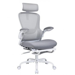 Főnöki szék, fejtámlával szövetborítás, hálós háttámla, "Bilberry", fehér