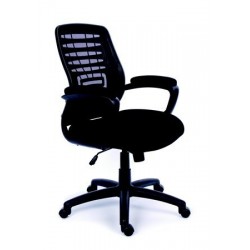 Irodai szék, karfás, fekete szövetborítás, hálós háttámla, fekete lábkereszt, MAYAH "Smart"