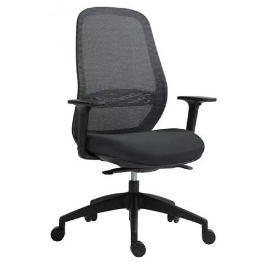 Irodai szék, karfás, fekete szövetborítás, feszített hálós háttámla, fekete lábkereszt, MAYAH "Mid Chair II", fekete Irodai szék, karfás, fekete szövetborítás, feszített hálós háttámla, fekete lábkereszt, MAYAH "Mid Chair II", fekete