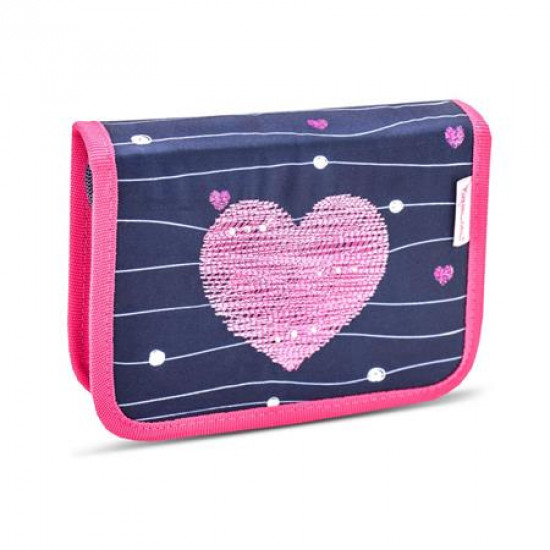 Tolltartó, klapnis, cipzáras, BELMIL "Simple Hearts", rózsaszín szív