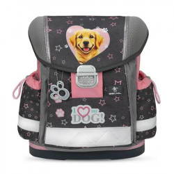 Iskolatáska, fémcsat, BELMIL "Classy Starry Paws", kutya, golden retriever