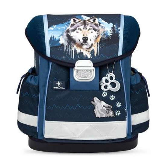 Iskolatáska, fémcsat, BELMIL "Classy Northern Alpha", farkas