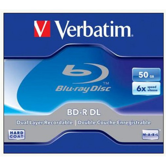 BD-R BluRay lemez, kétrétegű, 50GB, 6x, 1 db, normál tok, VERBATIM