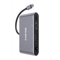 USB elosztó-HUB, USB-C/USB 3.0/HDMI/VGA/Ethernet/audio, CANYON "DS-14" USB elosztó-HUB, USB-C/USB 3.0/HDMI/VGA/Ethernet/audio, CANYON "DS-14"