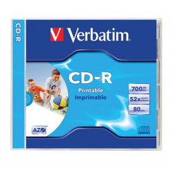 CD-R lemez, nyomtatható, matt, ID, AZO, 700MB, 52x, 1 db, normál tok, VERBATIM CD-R lemez, nyomtatható, matt, ID, AZO, 700MB, 52x, 1 db, normál tok, VERBATIM