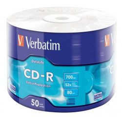 CD-R lemez, 700MB, 52x, 50 db, zsugor csomagolás, VERBATIM "DataLife"