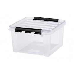 Műanyag tárolódoboz, 8 liter, fekete fogantyúkkal, SMARTSTORE "Classic 12", átlátszó Műanyag tárolódoboz, 8 liter, fekete fogantyúkkal, SMARTSTORE "Classic 12", átlátszó