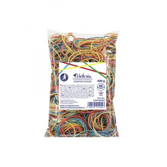 Postázógumi, 60X2 mm, VICTORIA, 0,5 kg, vegyes színű