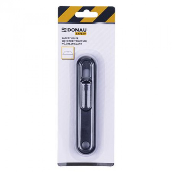 Univerzális kés, cserélhető pengével, 18 mm, DONAU "Safety", fekete