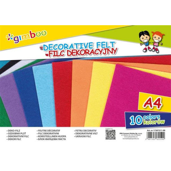 Dekorfilc, A4, "Gimboo", 10 különböző intenzív szín Dekorfilc, A4, "Gimboo", 10 különböző intenzív szín