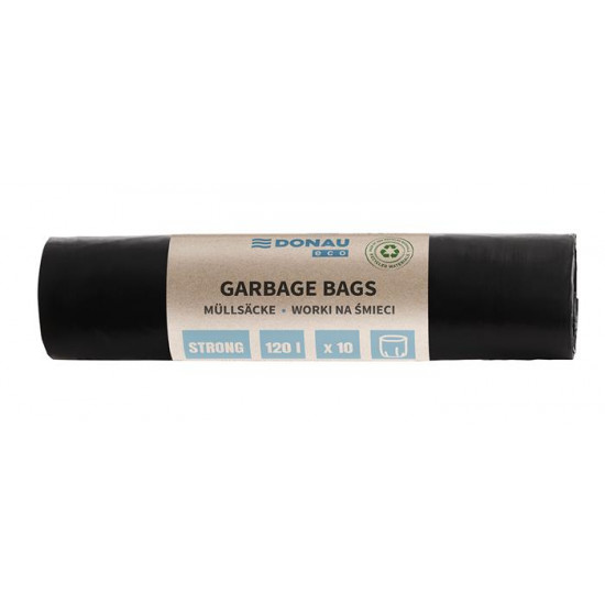 Szemeteszsák, extra erős, 120 l, 10 db, 35 µ, DONAU "Eco", fekete