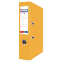 Iratrendező, 75 mm, A4, PP/karton, élvédő sínnel,  DONAU "Life", neon sárga