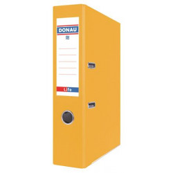 Iratrendező, 75 mm, A4, PP/karton, élvédő sínnel,  DONAU "Life", neon sárga