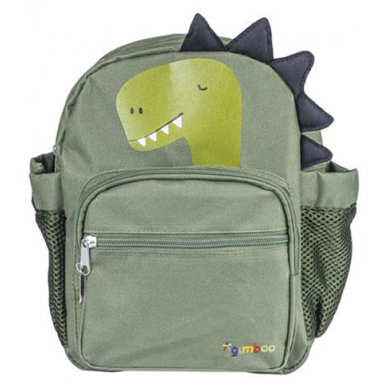 Hátizsák, ovis, 3 rekeszes, "Gimboo", dinoszaurusz, zöld