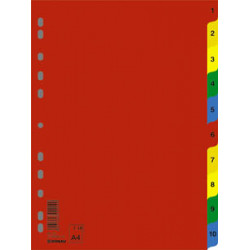 Regiszter, műanyag, A4, 1-10, DONAU, színes