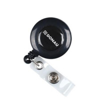 Azonosítókártya-tartó, visszahúzható, patentos, DONAU, fekete