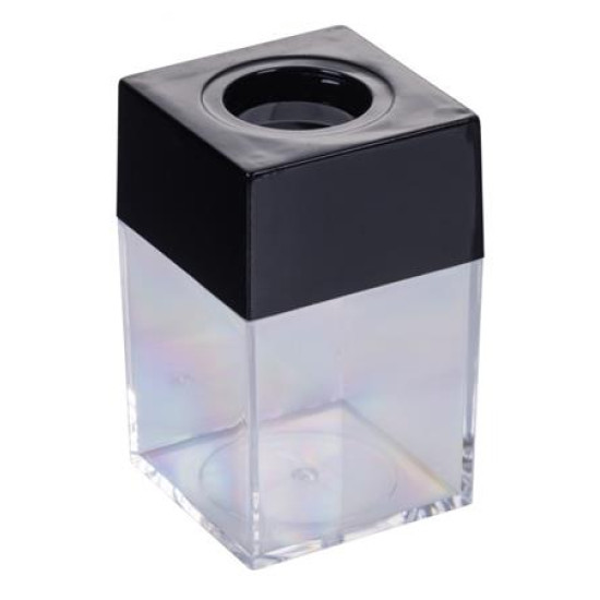 Gemkapocstartó, mágneses, négyszögletű, OFFICE PRODUCTS, átlátszó-fekete