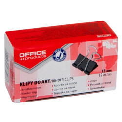 Bindercsipesz, 15 mm, OFFICE PRODUCTS, fekete Bindercsipesz, 15 mm, OFFICE PRODUCTS, fekete