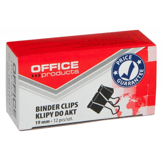Bindercsipesz, 19 mm, OFFICE PRODUCTS, fekete Bindercsipesz, 19 mm, OFFICE PRODUCTS, fekete