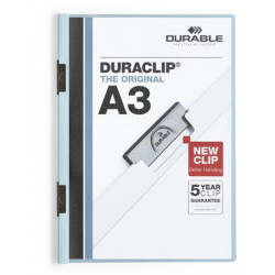 Gyorsfűző, klipes, A3, DURABLE "DURACLIP® 60", kék