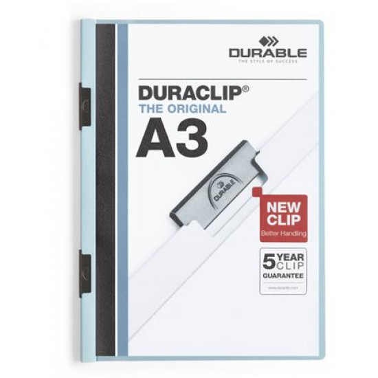 Gyorsfűző, klipes, A3, DURABLE "DURACLIP® 60", kék